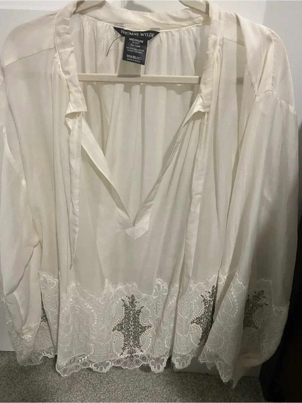 Thomas Wylde Cream Embroidered Boho Wall Textile